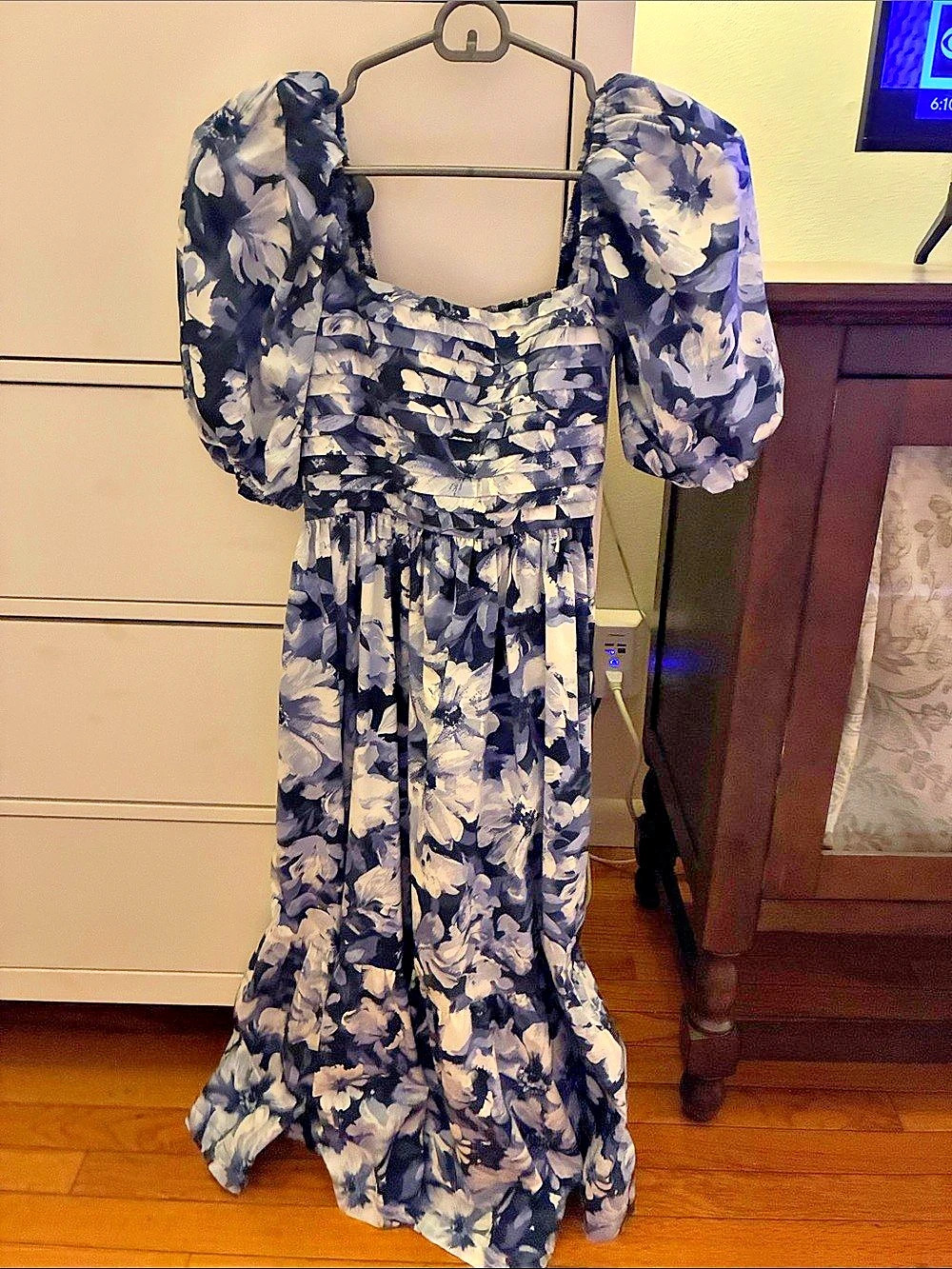 Abercrombie & Fitch Emerson Puff Sleeve Midi Dress